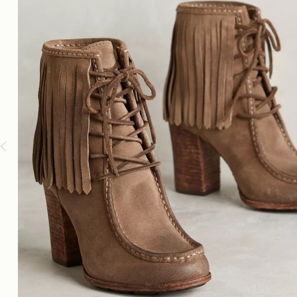 Frye Parker Fringe Short Boots Sz 7 Grey EUC